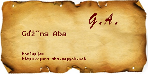 Güns Aba névjegykártya